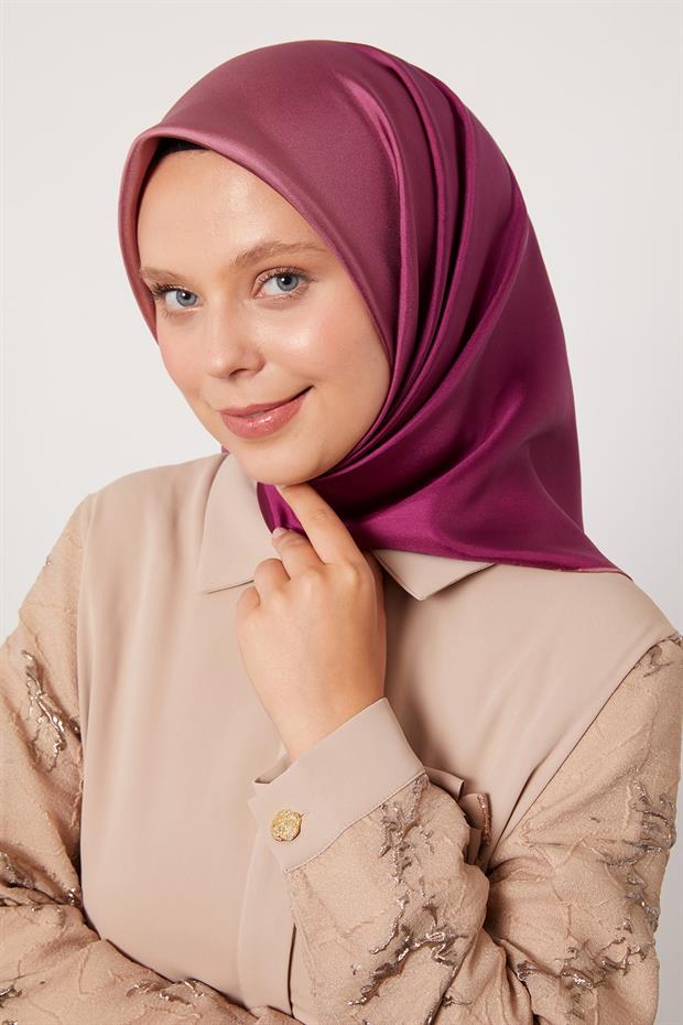 Gül Kurusu Geçişli Twill İpek Eşarp