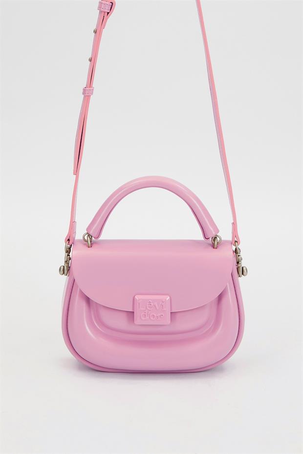 Gül Kurusu Kalp Akseuarlı El Çantası