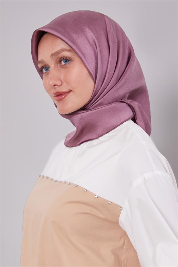 Gül Kurusu L Desen Monogram İpek Eşarp