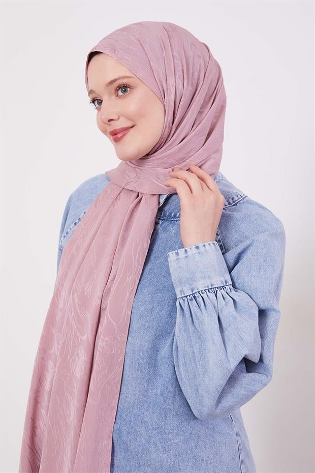 Gül Kurusu Soyut Lale Desen Jakar Capri Şal