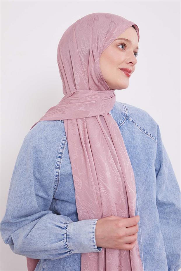 Gül Kurusu Soyut Lale Desen Jakar Capri Şal