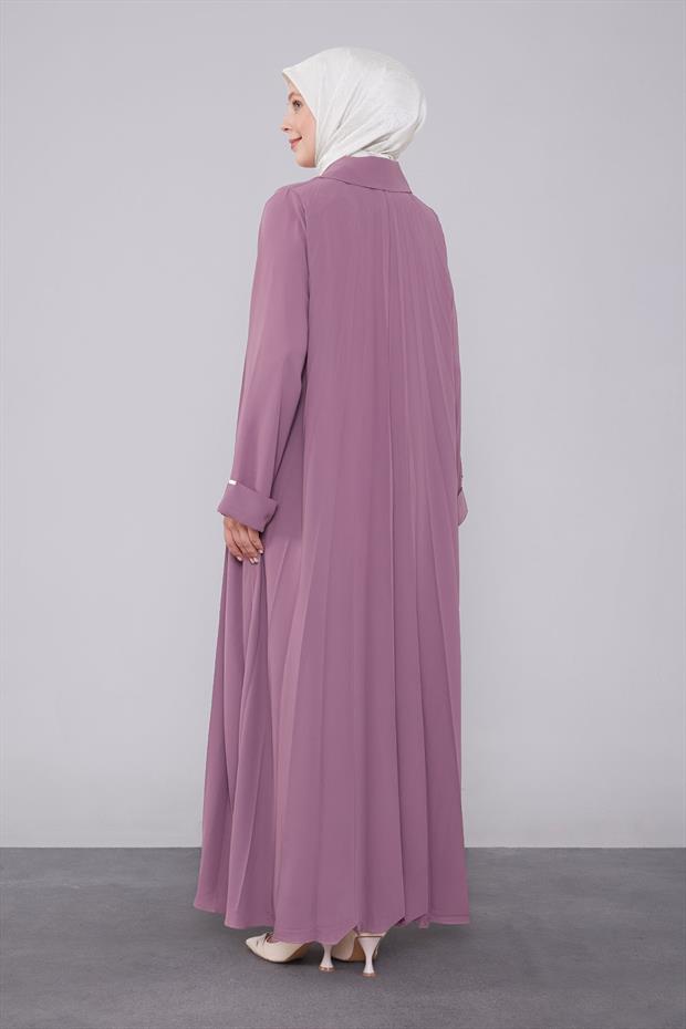 Gül Yaka Detaylı Ferace