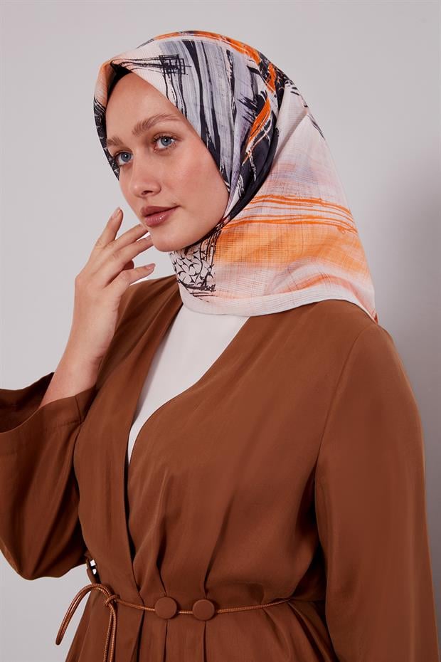 Gümüş Etnik Desen Pamuk Eşarp