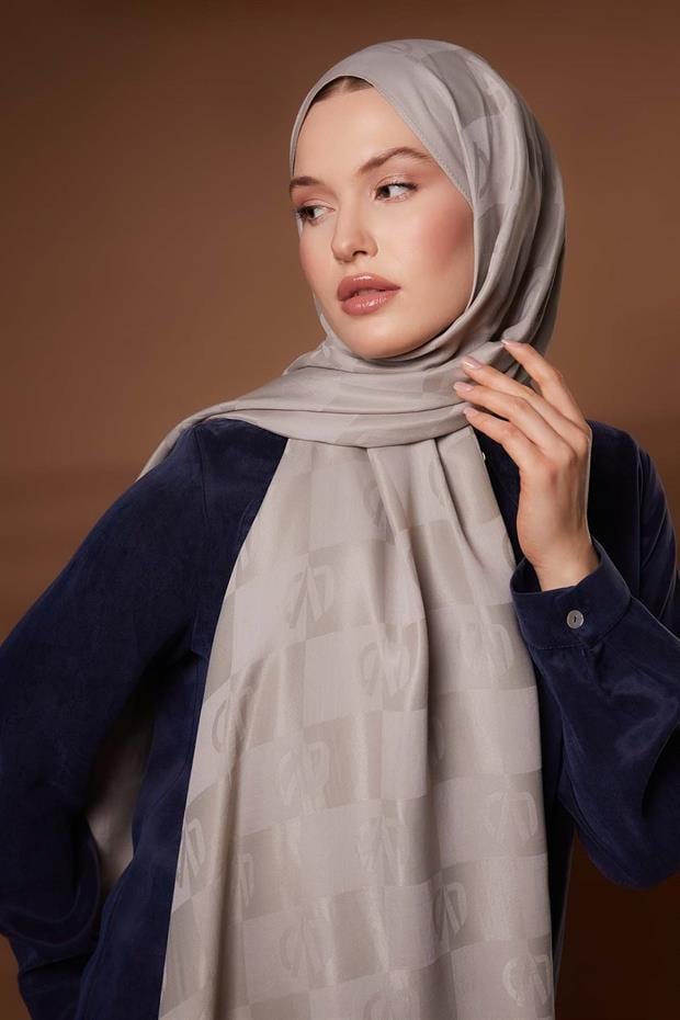 Gümüş Kare LVD Baskılı Naia Jakar Şal