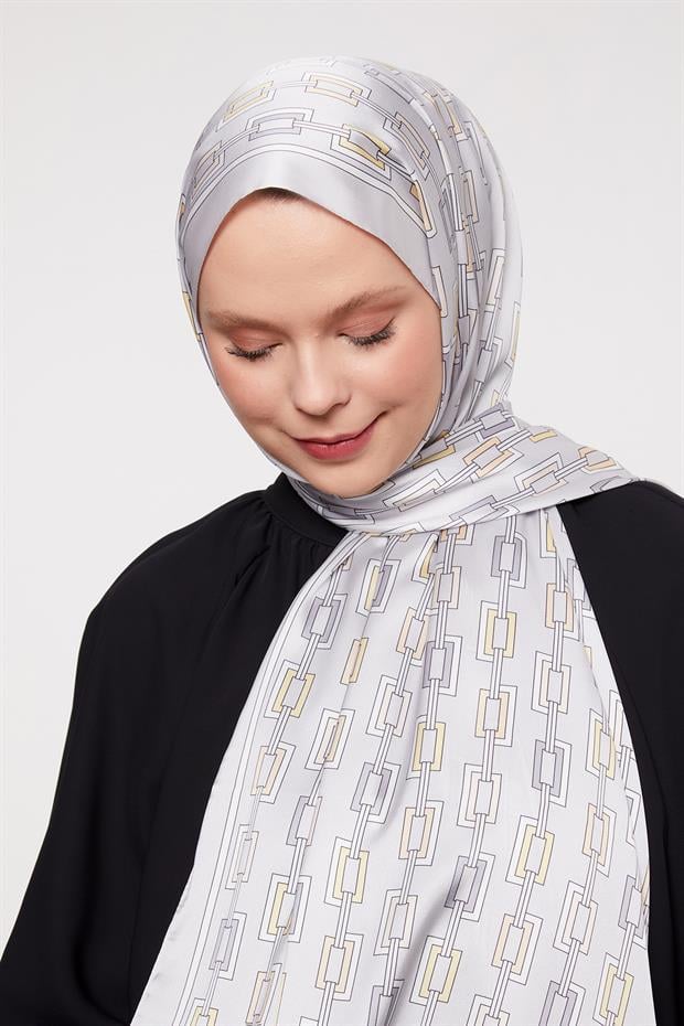 Gümüş Kare Zincir Desen Angel Şal