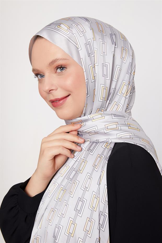 Gümüş Kare Zincir Desen Angel Şal