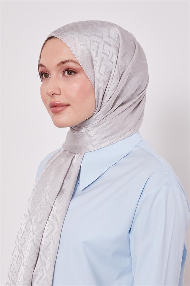 Gümüş L Desen İtalyan Jakar Şal