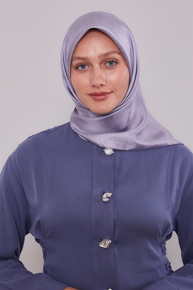 Gümüş L Desen Monogram İpek Eşarp