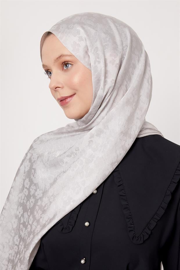 Gümüş Leopar Desen İtalyan Jakar Şal