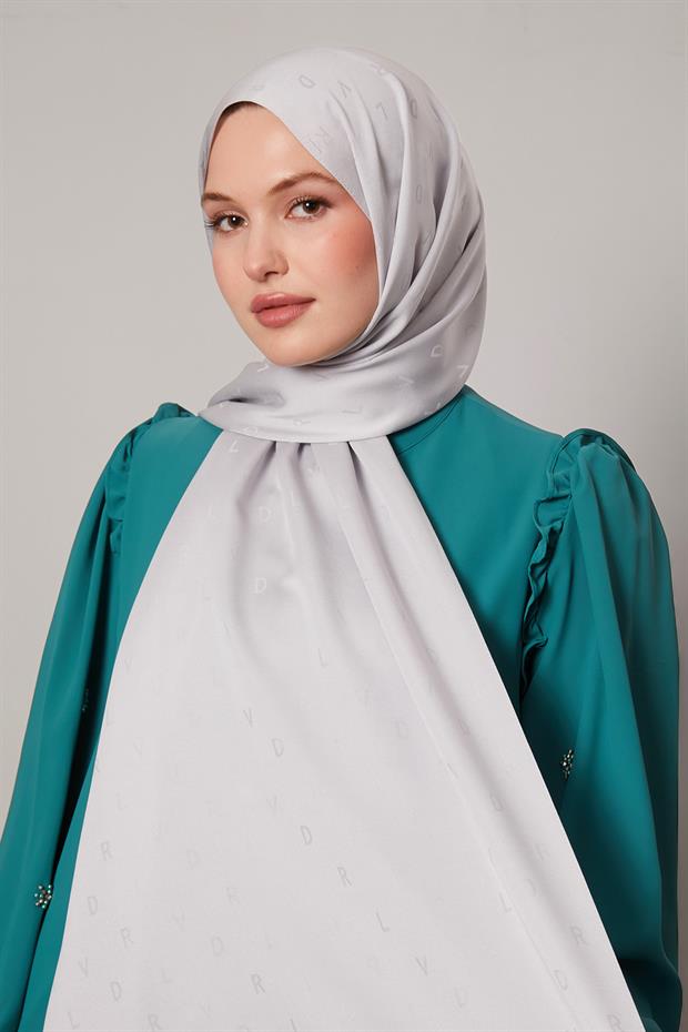 Gümüş Mini LVD Baskılı Jakarlı Şal