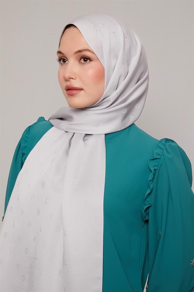 Gümüş Mini LVD Baskılı Jakarlı Şal