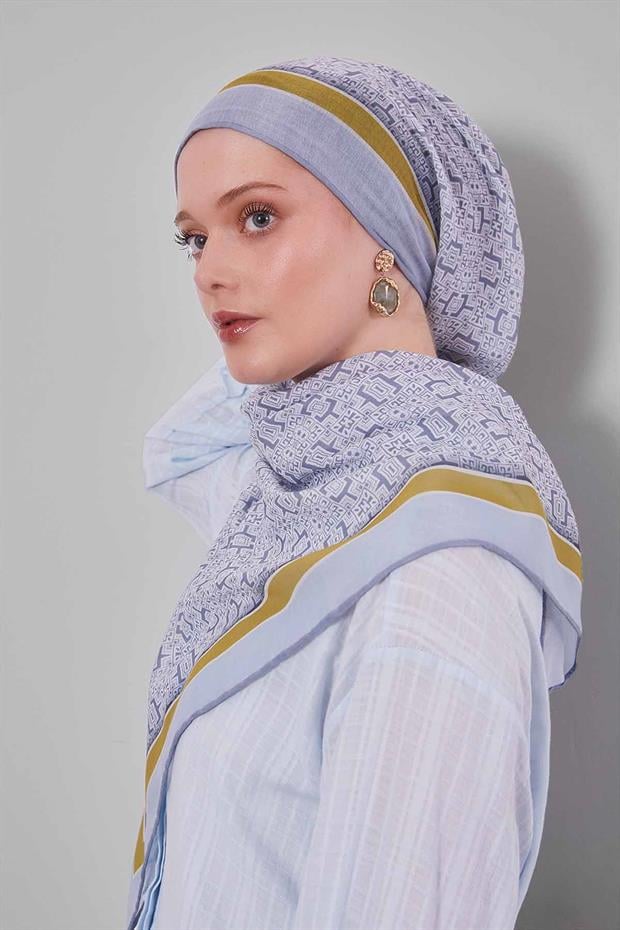 Gümüş Puzzle Desen Soft Eşarp