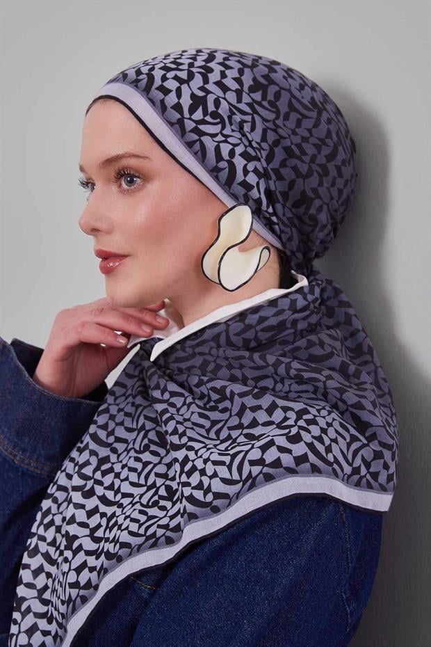 Gümüş Renk Geçişli Desen Soft Eşarp