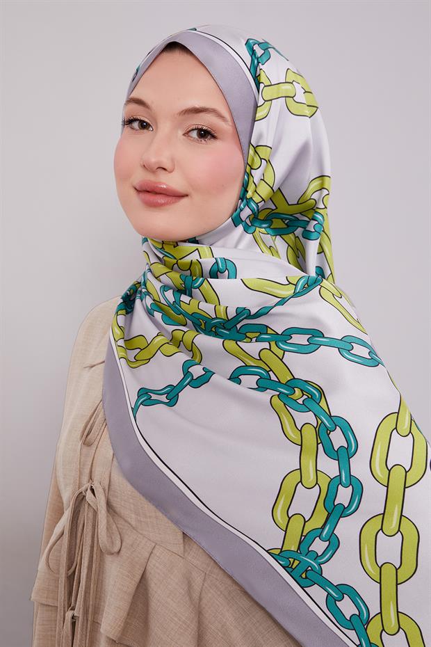 Gümüş Zincir Twill Şal