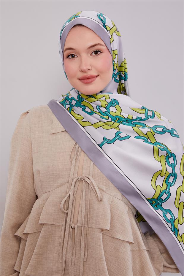 Gümüş Zincir Twill Şal