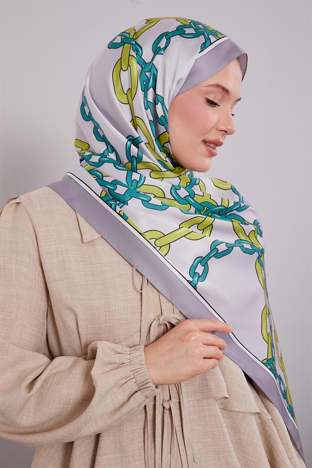 Gümüş Zincir Twill Şal