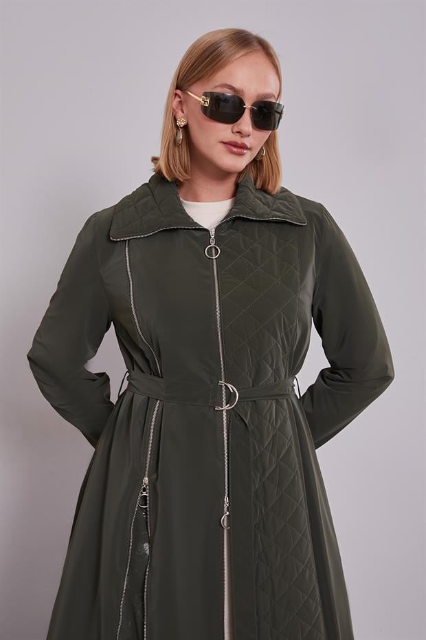 Haki AçılırFermuar Detaylı Trençkot