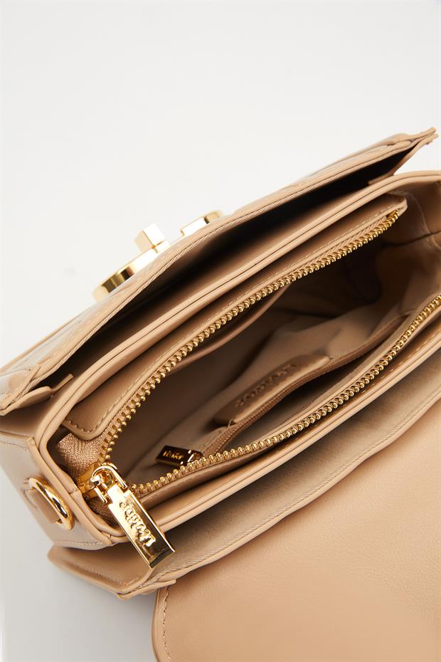 Haki Baklava Desen Kilitli El Çantası