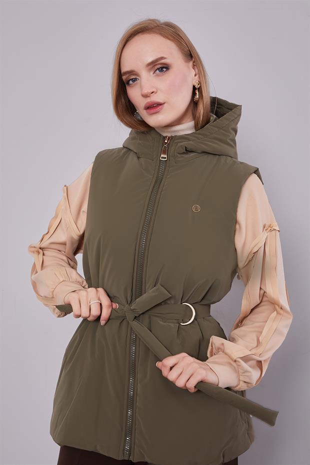 Haki - Bej Yelekli Sweat Spor Takım
