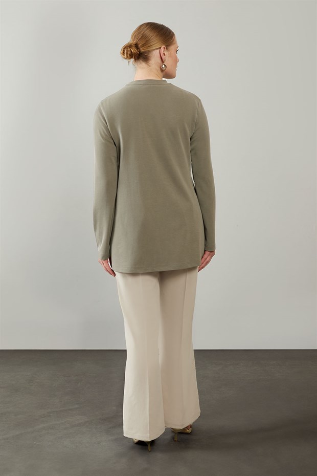 Haki Büzgü Detaylı Sweat