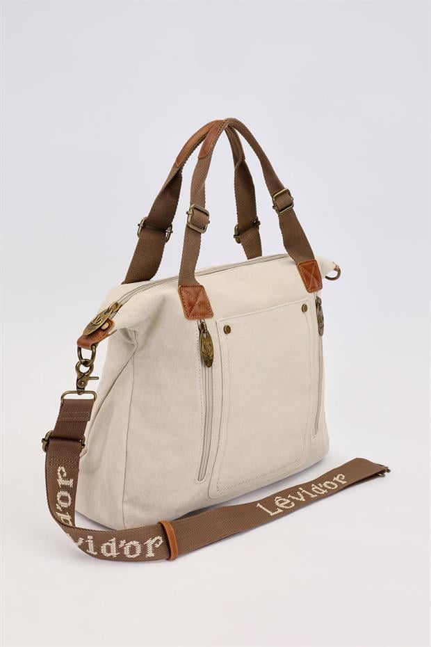 Haki Çift Fermuarlı Kumaş Askılı El Çantası