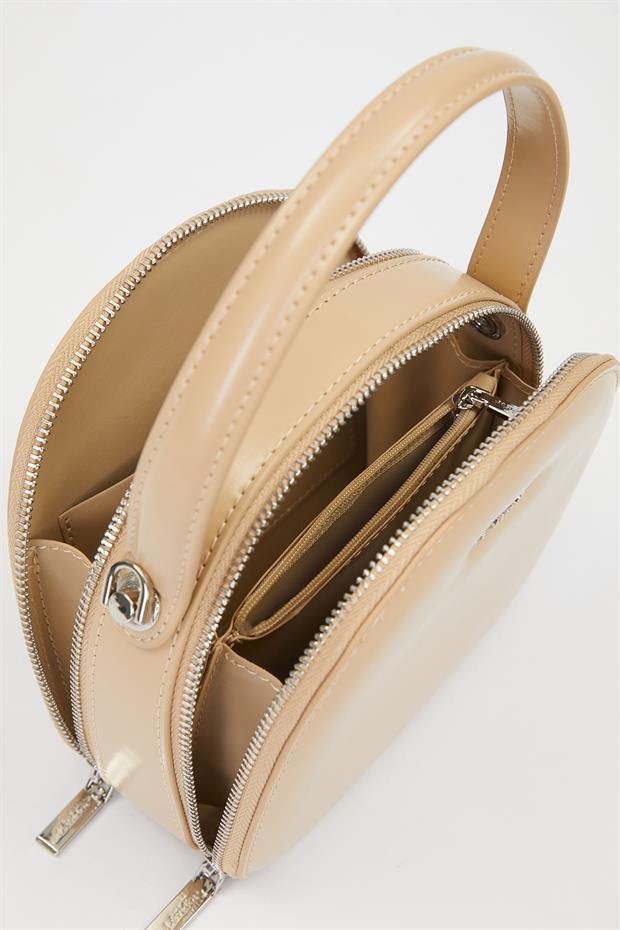 Haki Çift Fermuarlı Omuz Çantası