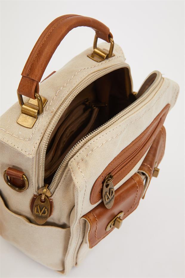 Haki Çift Gözlü Fermuarlı Sırt Çantası