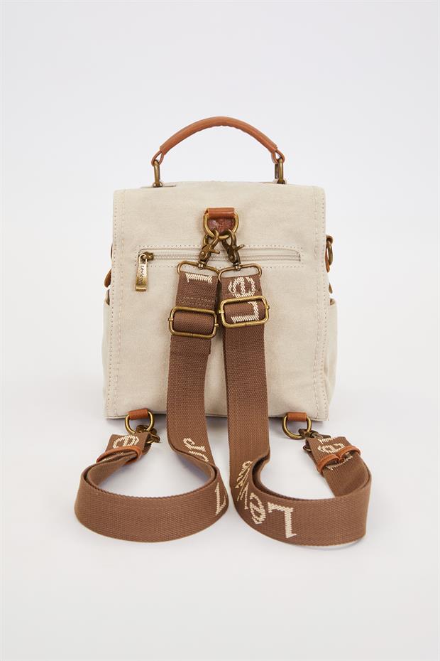 Haki Çift Gözlü Fermuarlı Sırt Çantası