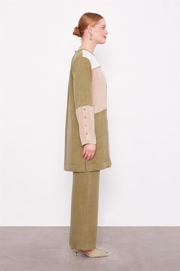 Haki Çift Renkli İkili Takım