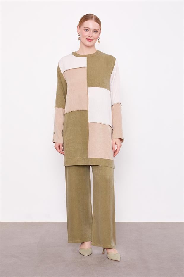 Haki Çift Renkli İkili Takım