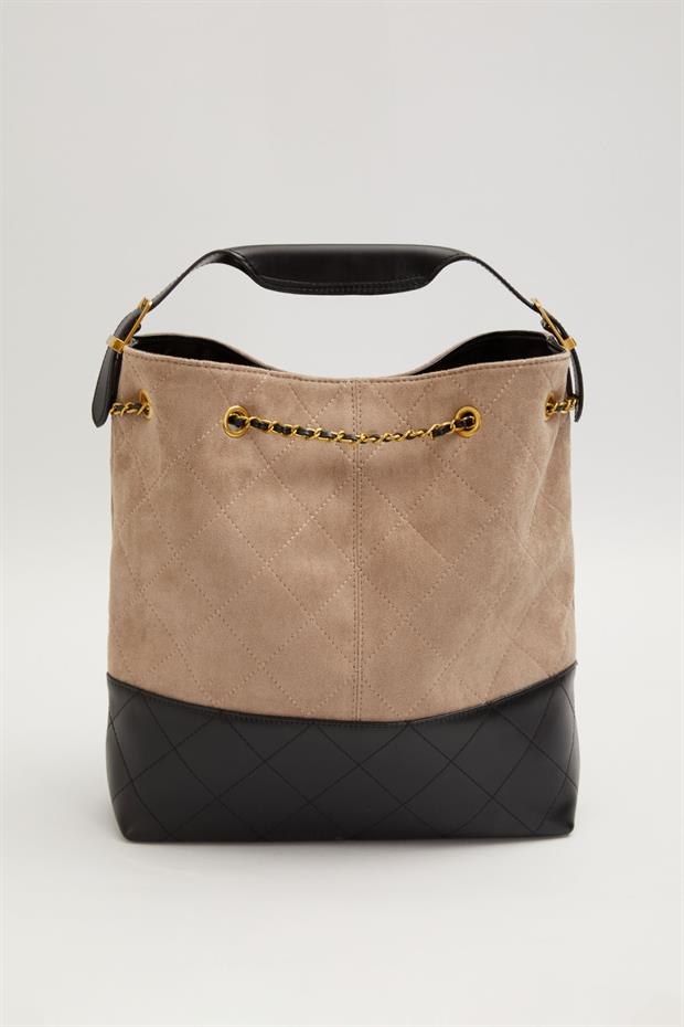 Haki Çift Renkli Zincirli El Çantası