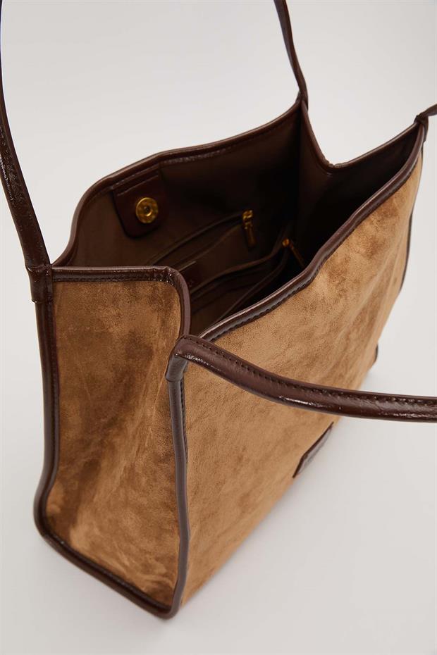 Haki Dikdörtgen Form Geniş Omuz Çantası