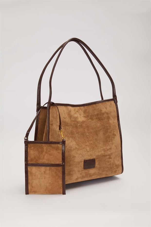 Haki Dikdörtgen Form Geniş Omuz Çantası