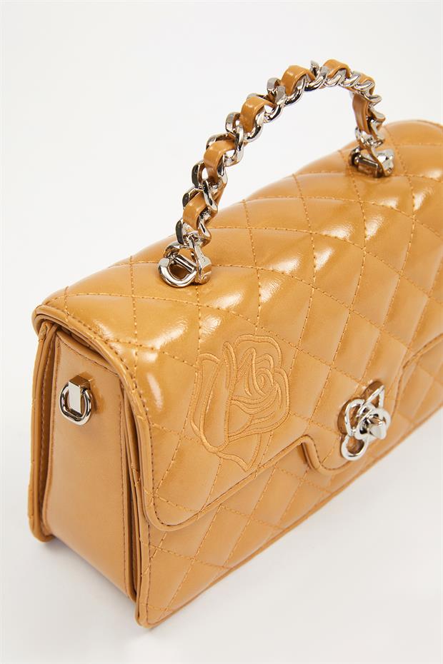 Haki Gül Baskılı El Çantası