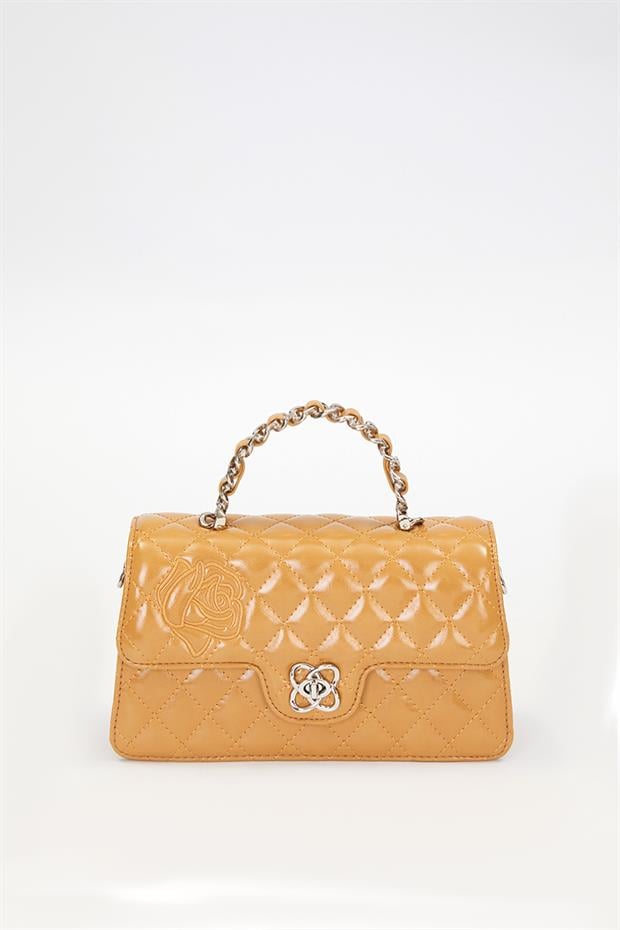 Haki Gül Baskılı El Çantası