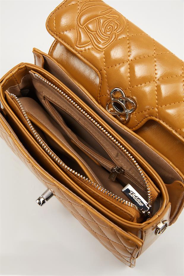 Haki Gül Baskılı El Çantası