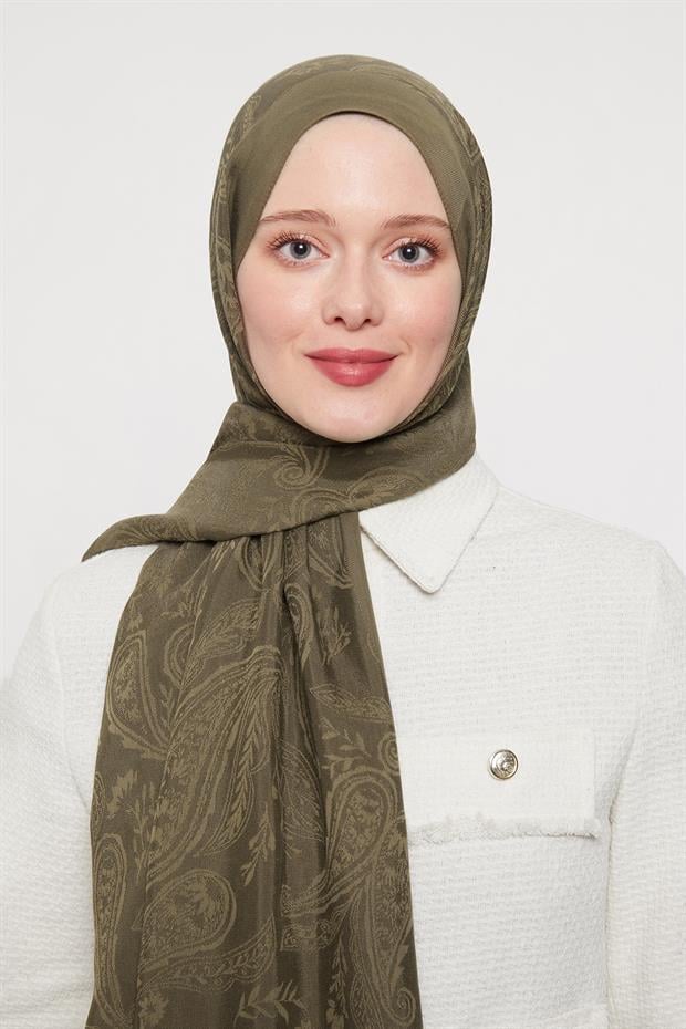 Haki Hint Desen Grazia Şal