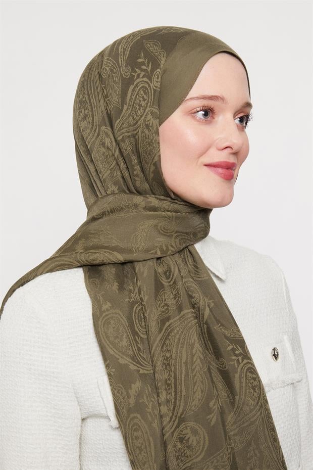 Haki Hint Desen Grazia Şal