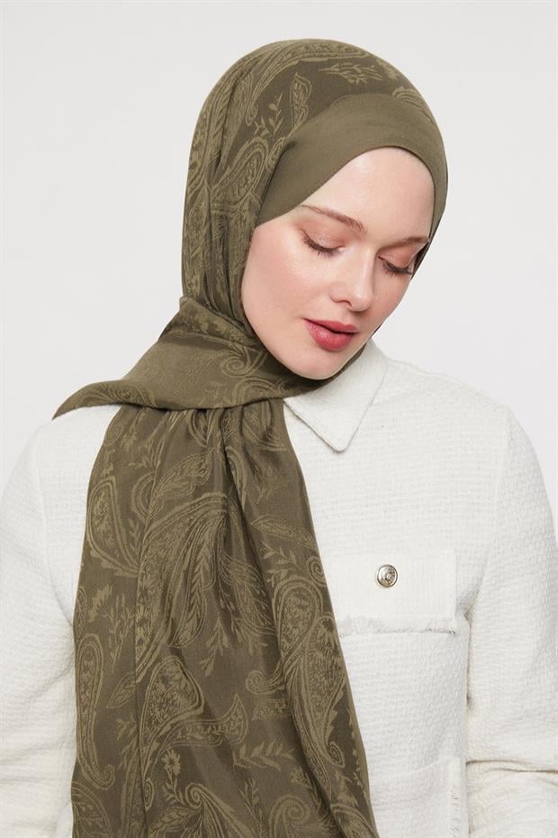 Haki Hint Desen Grazia Şal