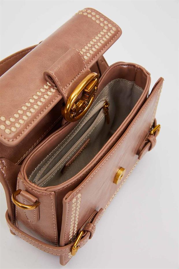 Haki İkili Kemer Görünümlü El Çantası