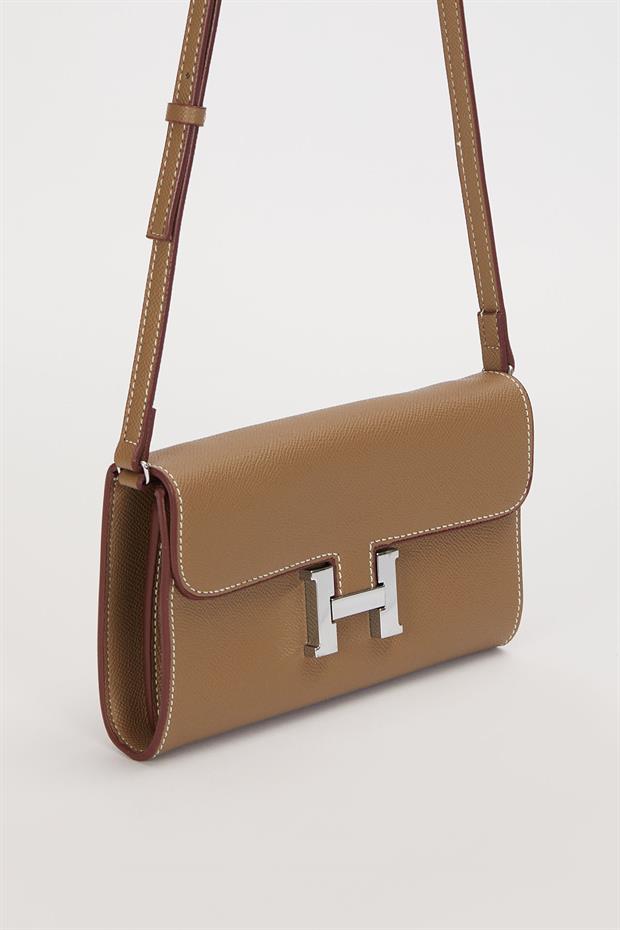 Haki Kenar Dikiş Detaylı Omuz Çantası