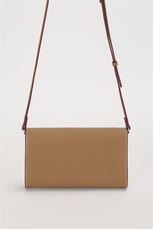 Haki Kenar Dikiş Detaylı Omuz Çantası