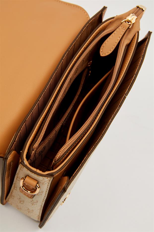 Haki Logolu Monogram Desen El Çantası