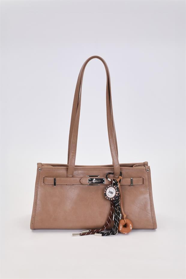 Haki Metal Kilit Charmlı Omuz Çantası