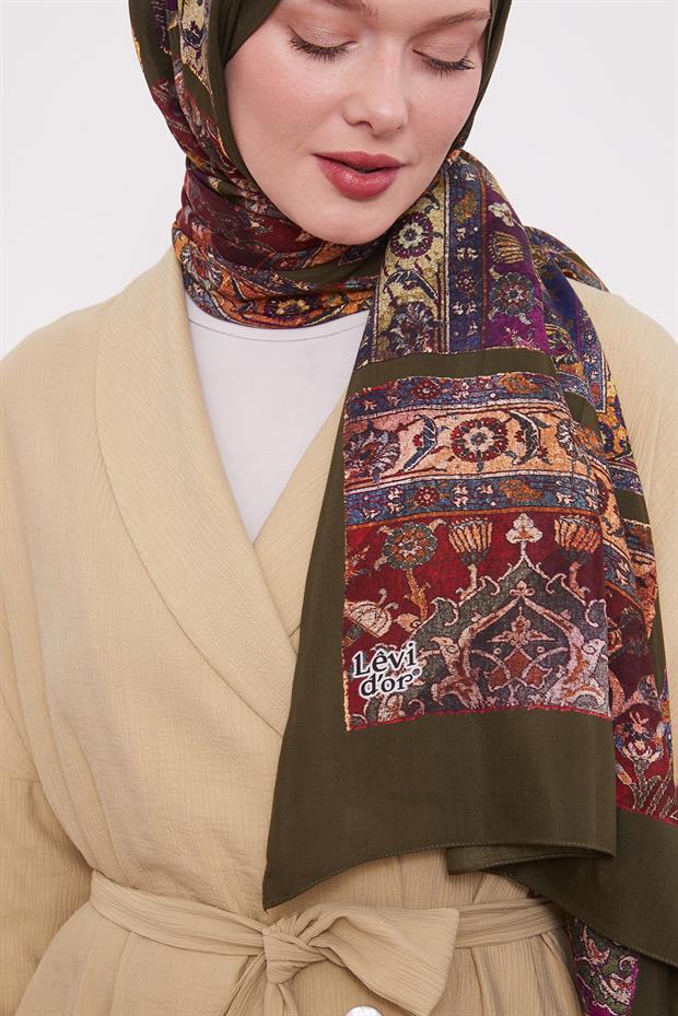 Haki Motif Desen Royal Şal