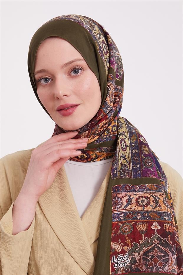 Haki Motif Desen Royal Şal
