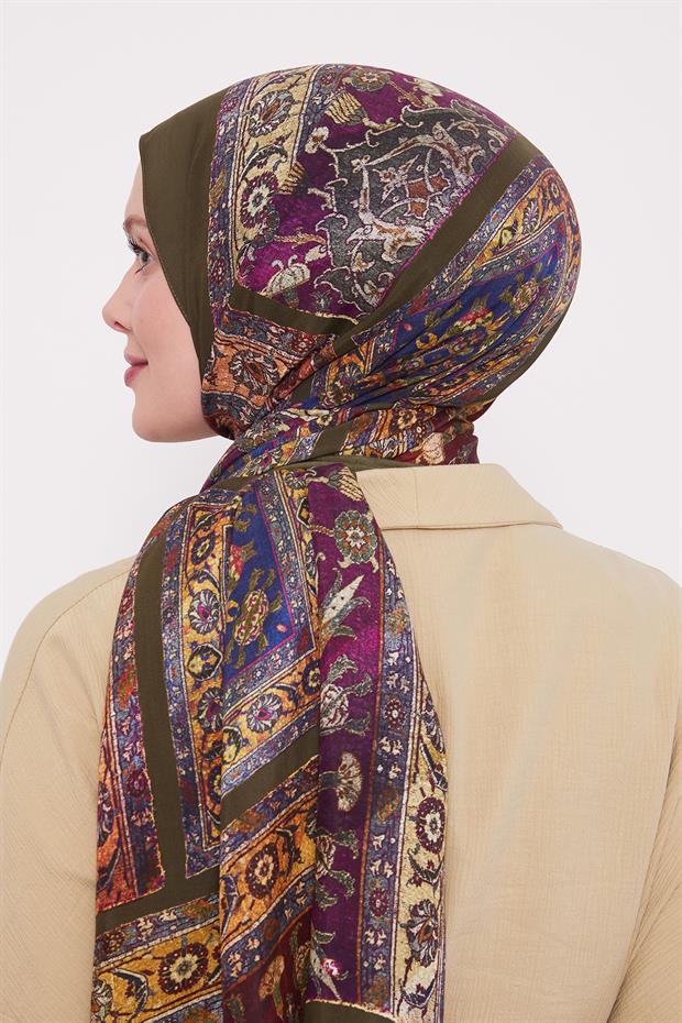 Haki Motif Desen Royal Şal