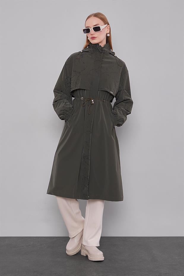 Haki Rüzgarlık Detaylı Trençkot