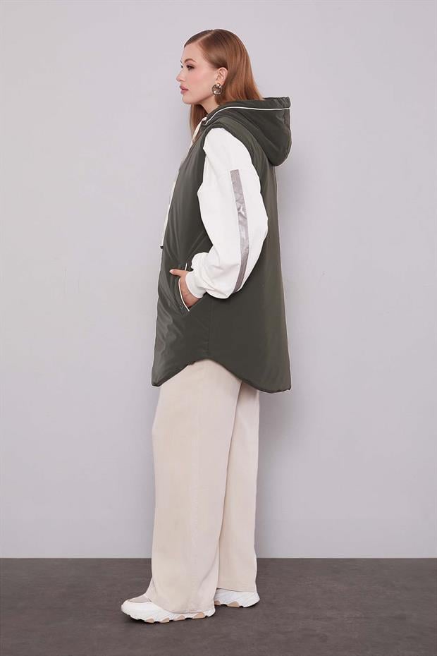 Haki Şapkalı Şişme Yelek