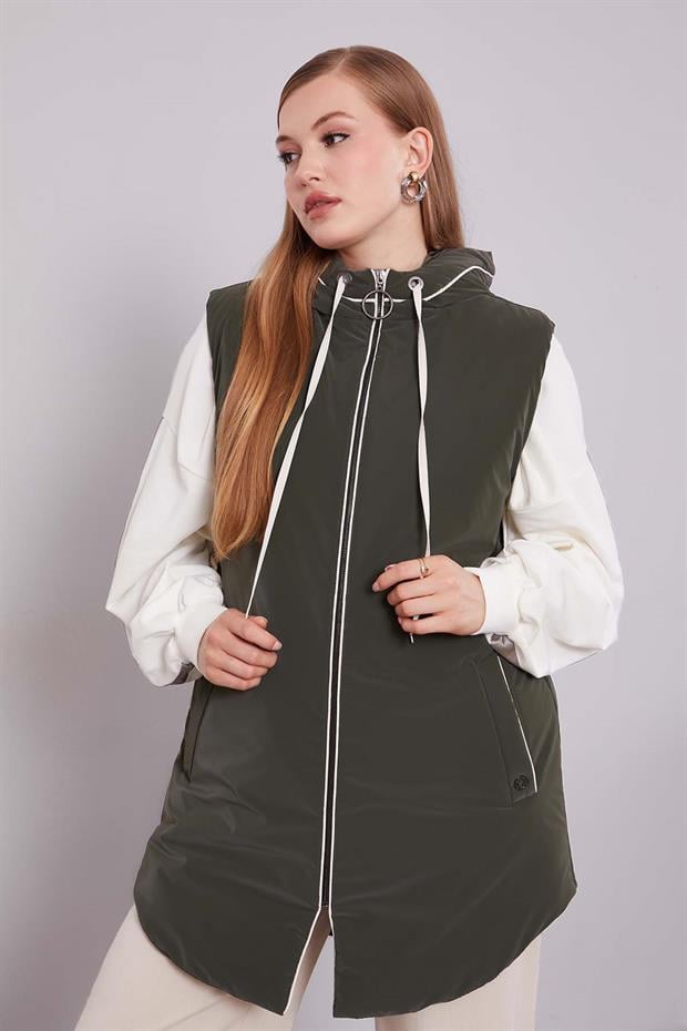 Haki Şapkalı Şişme Yelek